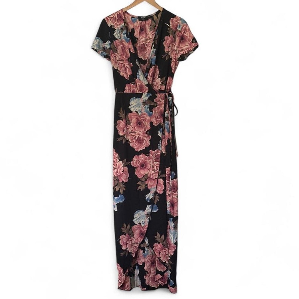 Nasty Gal wrap around maxi dress with floral print M Like new Wedding guest